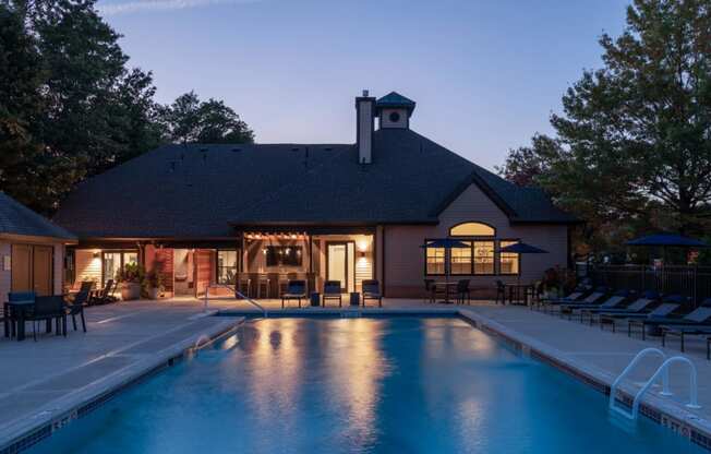 Community pool at dusk