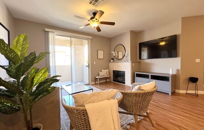 CHARMING FURNISHED 3BD/2BA CONDO W/ 2-CAR GARAGE! NEW FLOORING!