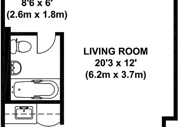 1 bed, 1 bath, $3,500, Unit 8F