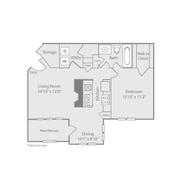 1 bed, 1 bath, 800 sqft, $1,355