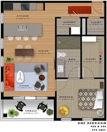 1 bed, 1 bath, 979 sqft, $1,616