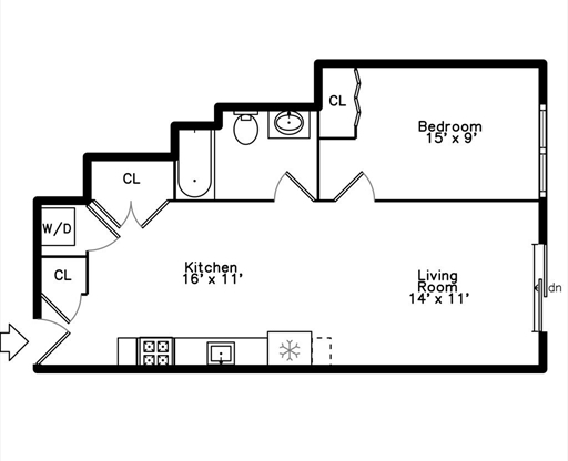1 bed, 1 bath, 700 sqft, $2,900, Unit 402