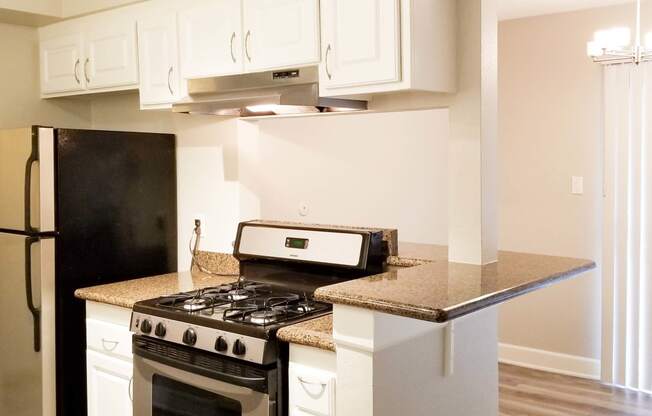 kitchen with white cabinets