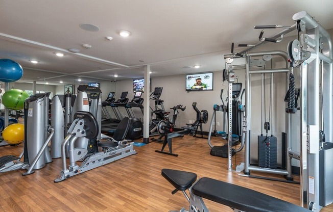 Apartment for rent in Los Angeles with fitness center and weights