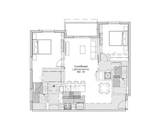 2 beds, 2 baths, 960 sqft, $2,605