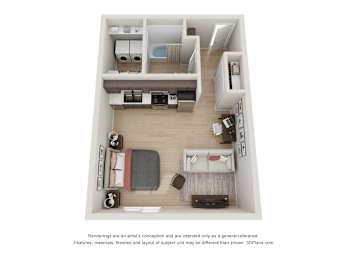 Studio, 1 bath, 502 sqft, $895