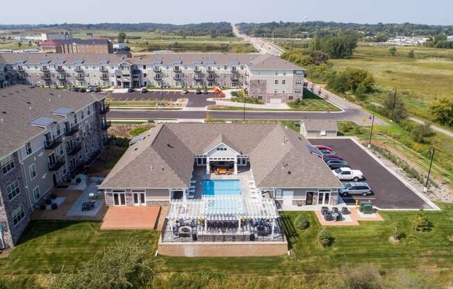 Aerial View Of The Clubhouse & pool Area