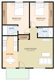 2 beds, 2 baths, 850 sqft, $3,395