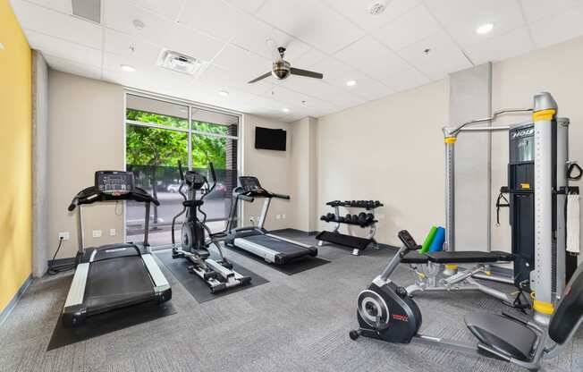 the gym at the enclave at woodbridge apartments in sugar land, tx