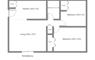 2 beds, 1 bath, $825, Unit 1502-23