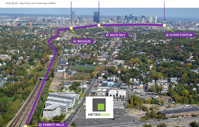 MetroMark Commuter Rail Map for Apartments in Jamaica Plain
