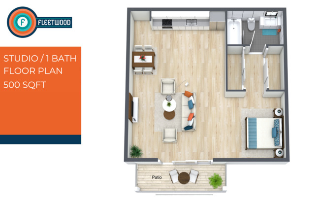 Studio, 1 bath, 500 sqft, $1,945, Unit 6