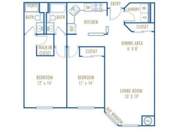 2 beds, 2 baths, 1,132 sqft, $1,704