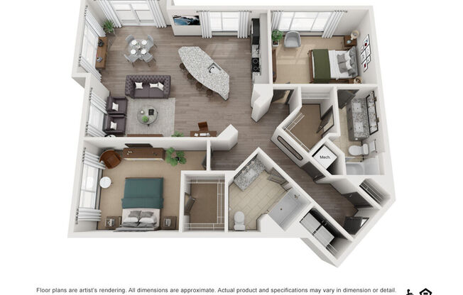 2 beds, 2 baths, 1,342 sqft, $2,371