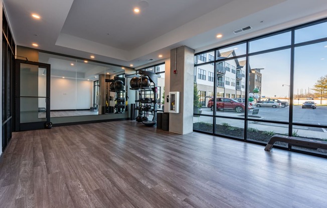 Yoga Studio in Fitness Center with Natural Light