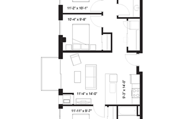 3 beds, 2 baths, 1,050 sqft, $2,300, Unit 303