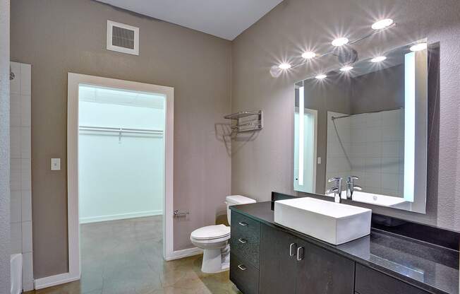 Upscale Apartment Bathroom with Vessel Sink at The Mosaic on Broadway, Texas, 78215