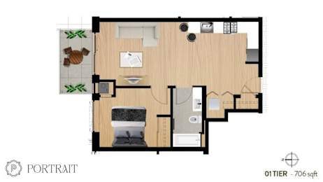 1 bed, 1 bath, 712 sqft, $2,360
