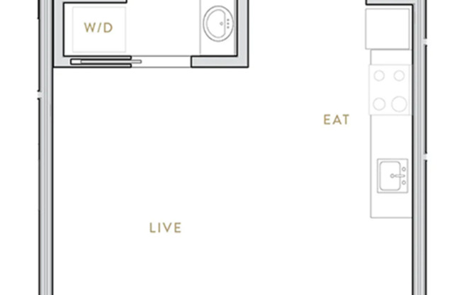 Studio, 1 bath, 434 sqft, $1,599, Unit 602