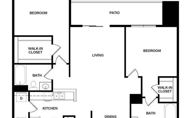 2 beds, 2 baths, 1,086 sqft, $2,710