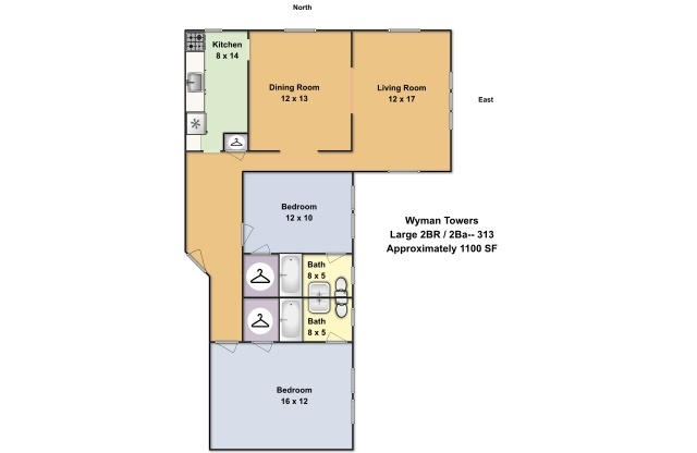 2 beds, 2 baths, 1,050 sqft, $2,050, Unit 313