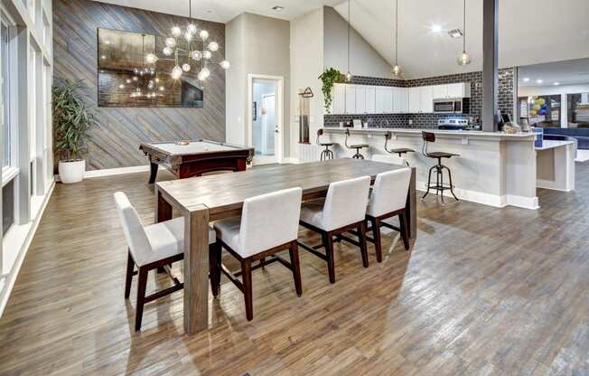 Retreat at Barton Creek Apartments Dining Table and Pool Table