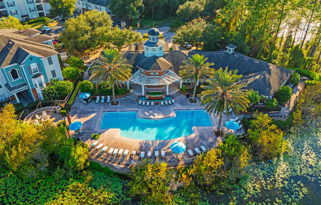a aerial view of the pool at the resort