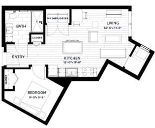 1 bed, 1 bath, 616 sqft, $1,395