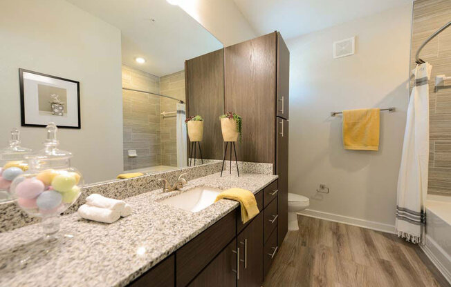 a bathroom with a sink and a mirror at Luxor Club, Jacksonville
