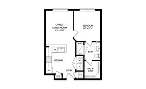 1 bed, 1 bath, 598 sqft, $1,599