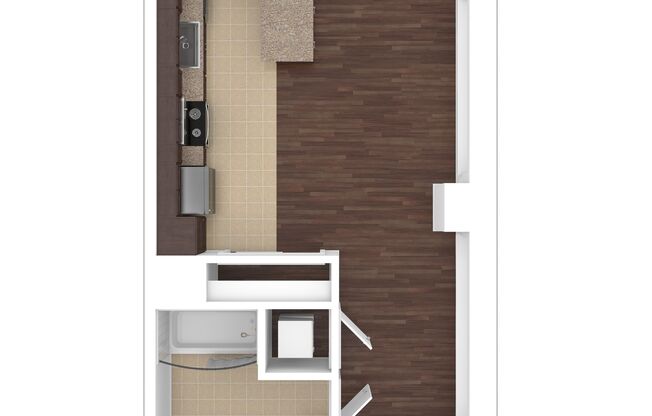 Studio, 1 bath, 526 sqft, $2,075, Unit C-G12