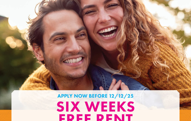 A promotional image for Douglas Enclave offering six weeks free rent on all residences.