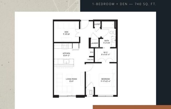 1 bed, 1 bath, 740 sqft, $1,398