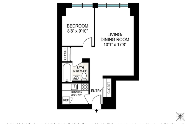 1 bed, 1 bath, 453 sqft, $3,500, Unit 8G