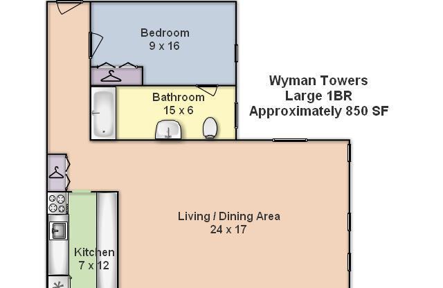 1 bed, 1 bath, 550 sqft, $1,600, Unit 807
