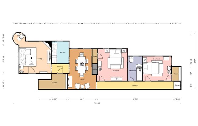 2 beds, 1 bath, 1,400 sqft, $1,150, Unit 43A