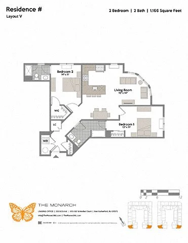 2 beds, 2 baths, 1,166 sqft, $3,265