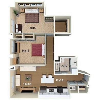 2 beds, 2 baths, 1,144 sqft, $4,905, Unit 411