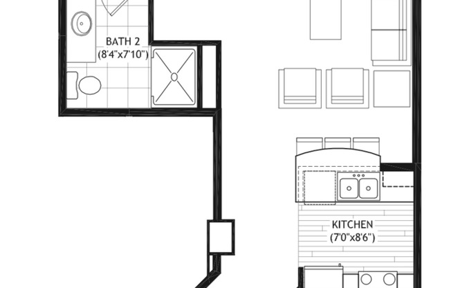 2 beds, 2 baths, 838 sqft, $3,100, Unit 501