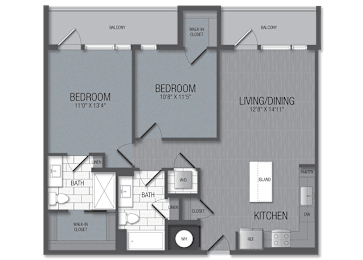 2 beds, 2 baths, 1,001 sqft, $2,909