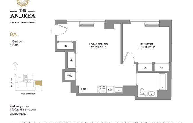1 bed, 1 bath, $7,100, Unit 9A