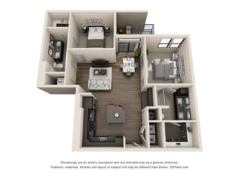 2 beds, 2 baths, 1,134 sqft, $2,090
