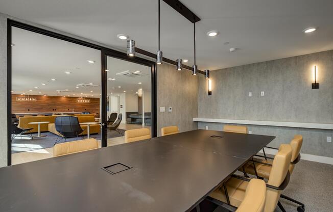 a modern kitchen with an island in the middle of a room