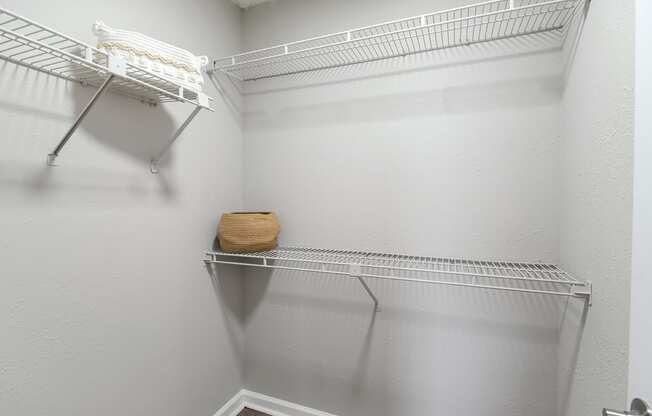 Spacious walk in closets in the bedrooms of our apartments