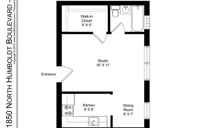 Studio, 1 bath, 405 sqft, $1,450, Unit 405