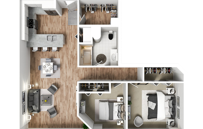 2 beds, 2 baths, 948 sqft, $1,310, Unit 1-C410