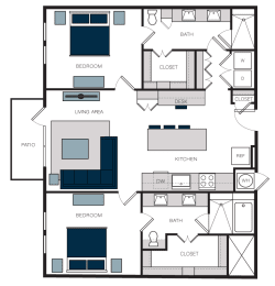 2 beds, 2 baths, 1,296 sqft, $3,508