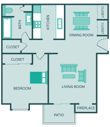 1 bed, 1 bath, 613 sqft, $1,105