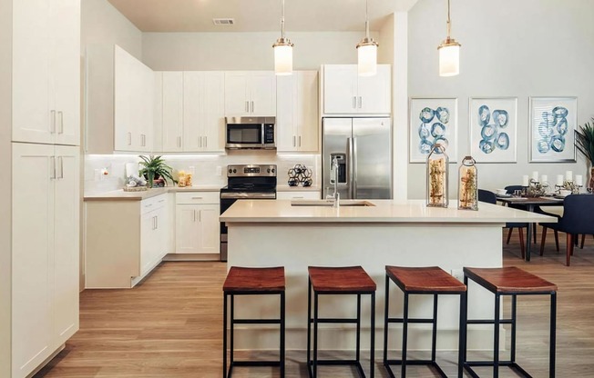 Spacious Kitchen Layout with Cabinet Pantry