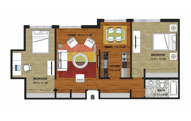 2 beds, 1 bath, 950 sqft, $1,469